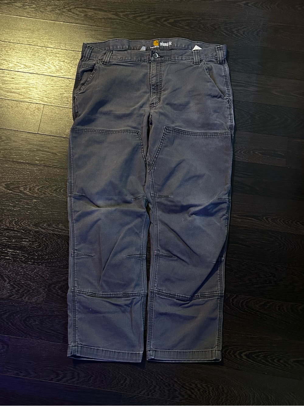 Carhartt Men's Relaxed Fit Double Knee Utility Canvas Work Pants Gray Size